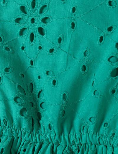 Letnia sukienka zielona z haftowanej tkaniny dla dziewczynki