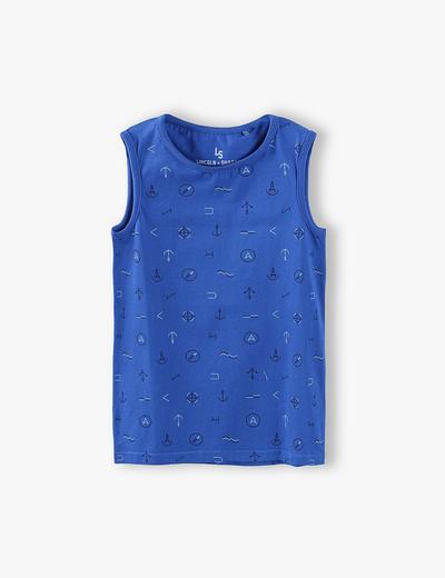T-shirt chłopięcy w kolorze niebieskim w marynarskie wzory