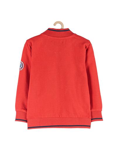 Bluza rozpinana dresowa dla chłopca- czerwona z morskimi nadrukami