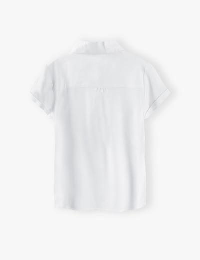 Biała koszula z krótkim rękawem i ozdobną kokardką dla dziewczynki