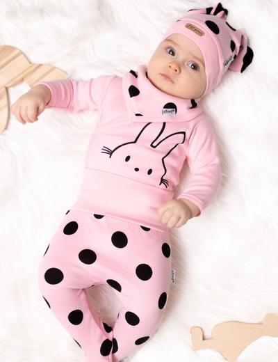 Bawełniana chustka niemowlęca w grochy- różowa