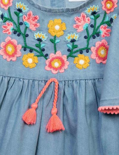 Sukienka niemowlęca jeansowa w kwiatki