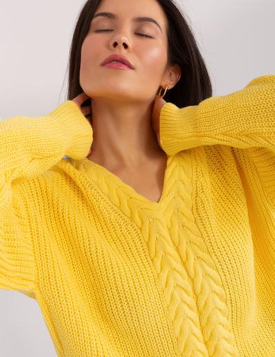 Damski sweter ze ściągaczami żółty