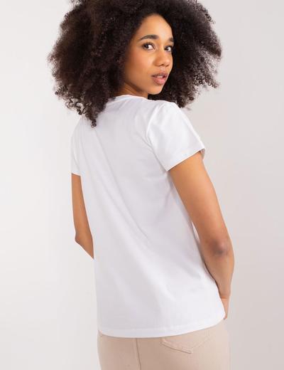T-Shirt Z Aplikacją W Kwiaty biały