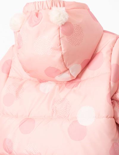 Kurtka zimowa dla niemowlaka- różowa z polarową podszewką