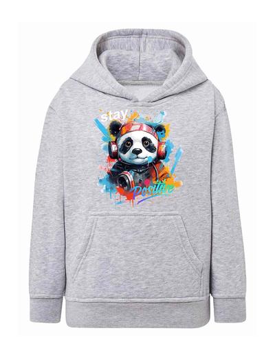 Szara chłopięca bluza kangurka z kapturem Panda