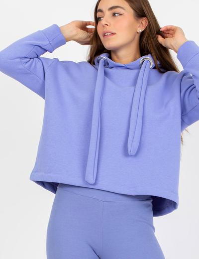 Jasnofioletowy damski komplet dresowy z bluzą z kapturem