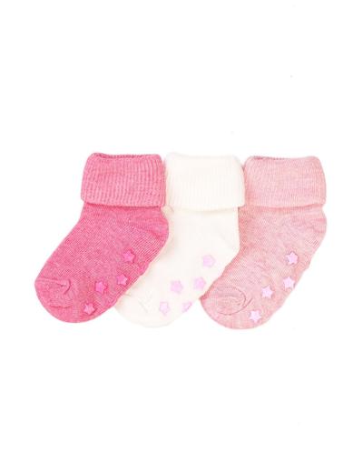 Skarpety antypoślizgowe niemowlęce- różowe 3-pak