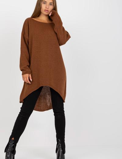 Brązowy asymetryczny sweter oversize OCH BELLA