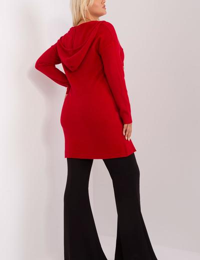 Czerwony rozpinany sweter plus size z wiskozą