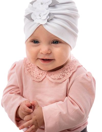 Czapka niemowlęca - turban biała