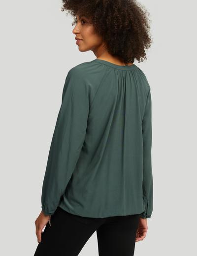 Luźna bluzka damska z długim rękawem - zielona