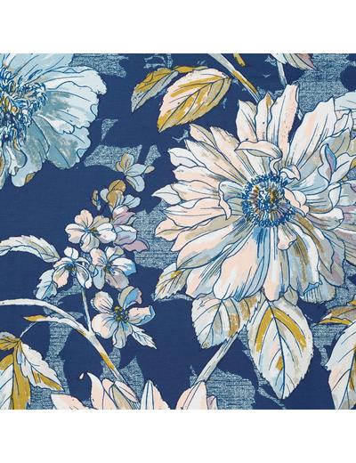 Pościel w nadrukiem w kwiaty - niebieska - 220 x 200 cm