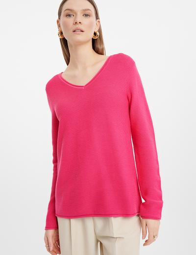 Sweter damski w strukturę różowy