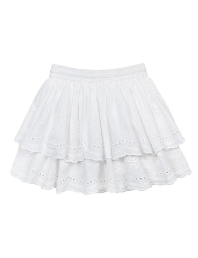 Krótka letnia spódniczka z troczkami dziewczęca - biała