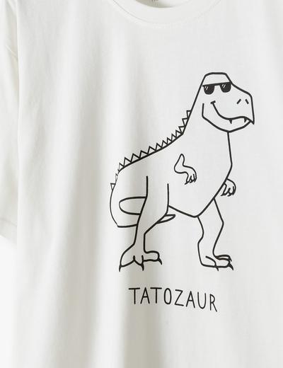 T-shirt męski z Dinozaurem biały