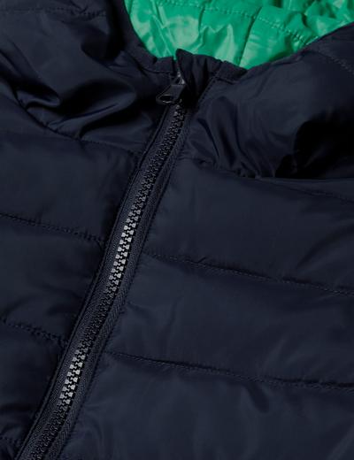 Dwustronna pikowana kurtka dla dziecka - zielono granatowa