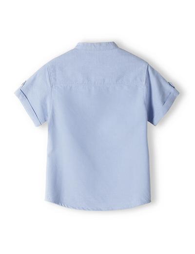 Niebieska koszula bawełniana niemowlęca z krótkim rękawem