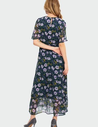 Elegancka sukienka z kwiatowym nadrukiem