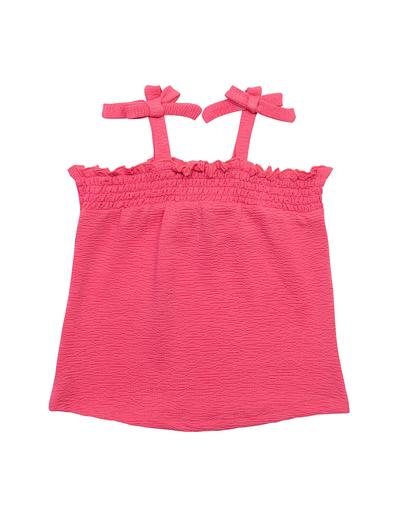 Różowy komplet letni dziewczęcy- bluzka na ramiączkach i szorty