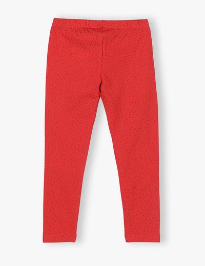 Czerwone legginsy dziewczęce z połyskującym nadrukiem