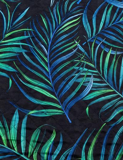 Narzuta dekoracyjna z mikrofibry Palms - czarno-zielona - 220x240cm