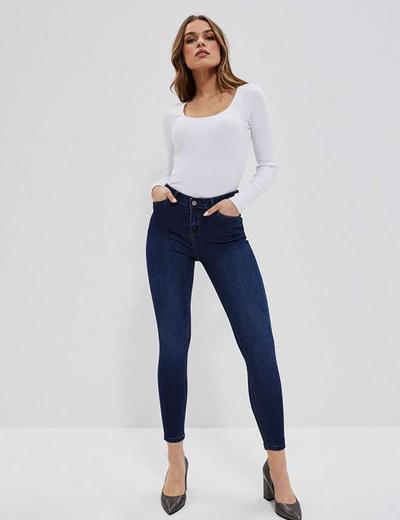 Granatowe spodnie jeansowe damskie push up