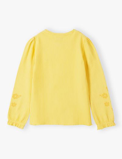 Żółta bluzka dla dziewczynki z nadrukiem przy rękawach
