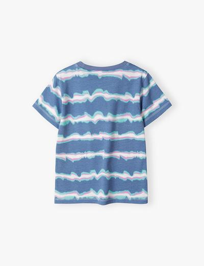 T-shirt dla chłopca z bawełny w asymetryczne paski