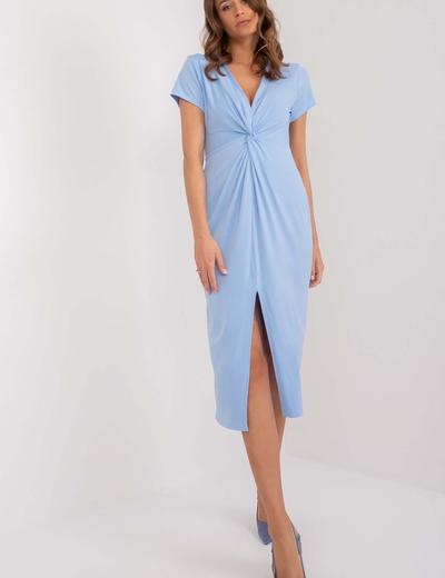 Sukienka ołówkowa z rozcięciem jasno niebieska