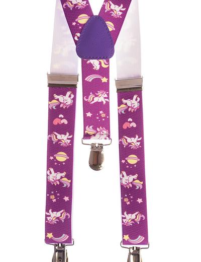 Szelki do spodni dla dziewczynki fioletowe w jednorożce