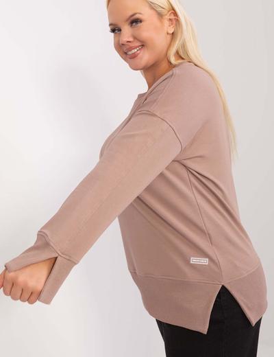 Ciemnobeżowa bluza damska plus size z bawełny
