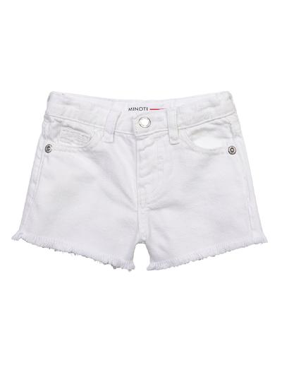 Jeansowe szorty z dekoracyjnym wykończeniem nogawek dziewczęce - białe
