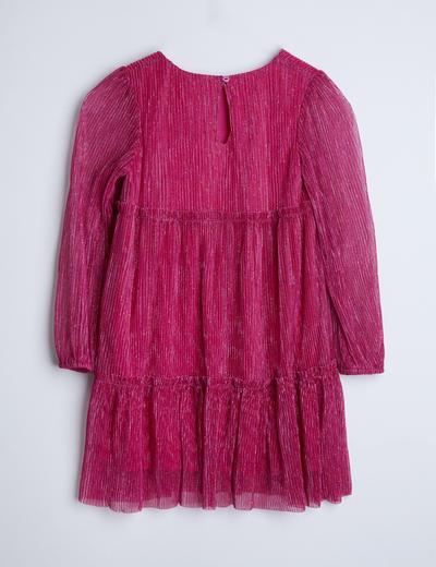Szyfonowa, różowa sukienka z długim rękawem małej dla dziewczynki - Limited Edition