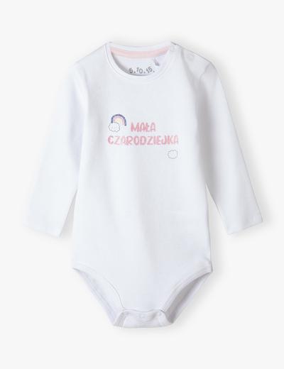 Białe bawełniane body niemowlęce - MAŁA CZARODZIEJKA