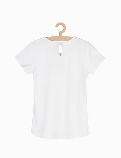 Bluzka dla dziewczynki- biała z koronkową wstawką