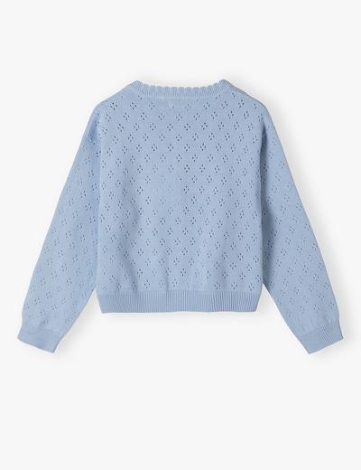 Niebieski ażurowy sweter dla dziewczynki