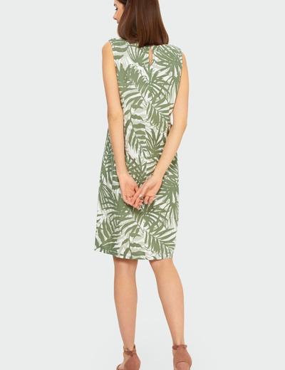 Lniana sukienka z roślinnymmotywem