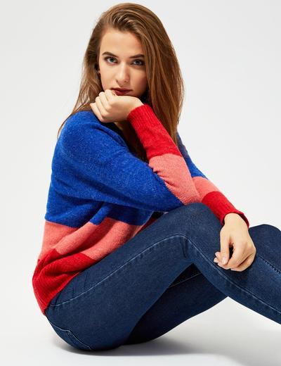 Kolorowy sweter damski w pasy