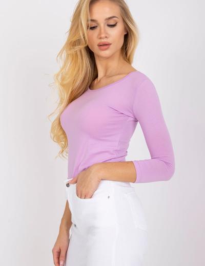 Bawełniana bluzka damska z długim rękawem - jasny fioletowy