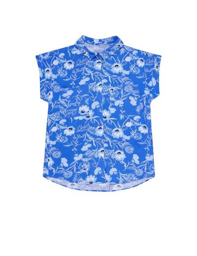 Bluzka damska z wiskozy w kwiaty - niebieska