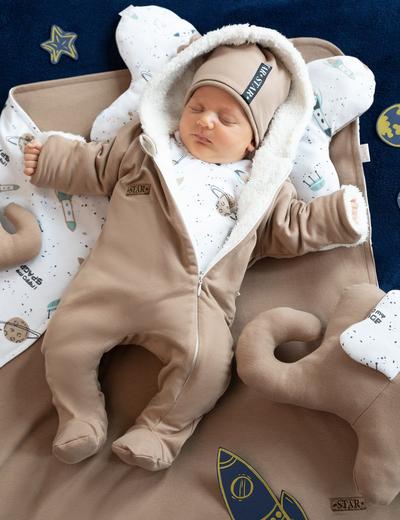Pajac dresowy niemowlęcy  z uszami - brązowy