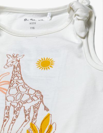 T-shirt bawełniany dla dziewczynki z żyrafą