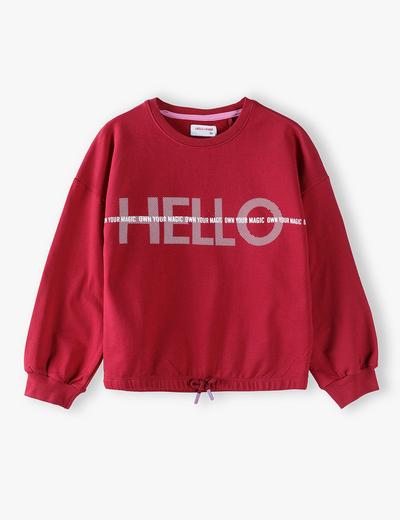 Czerwona bluza dziewczęca z napisem Hello