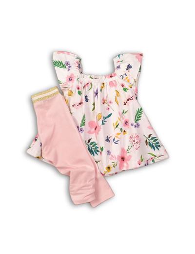 Komplet niemowlęcy tunika w kwiatki i legginsy różowe