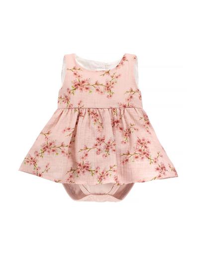 Bawełniane sukienko-body niemowlęce różowe