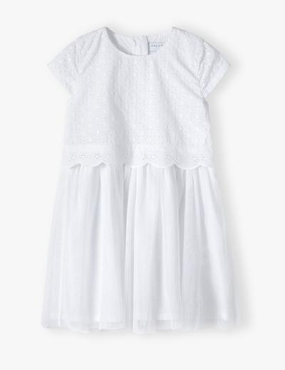 Biała elegancka sukienka z krótkim rękawem dla dziewczynki