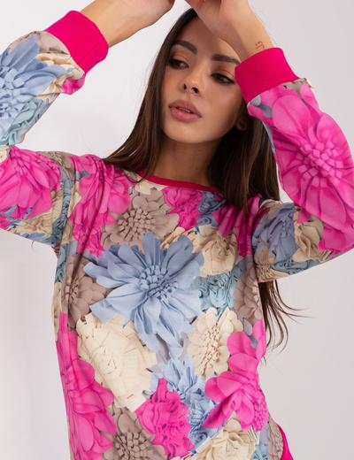 Różowo-beżowa bluza damska z nadrukiem RUE PARIS