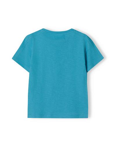 Niebieski t-shirt bawełniany niemowlęcy z nadrukiem