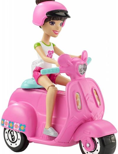 Barbie On The Go Różowy skuter + Lalka